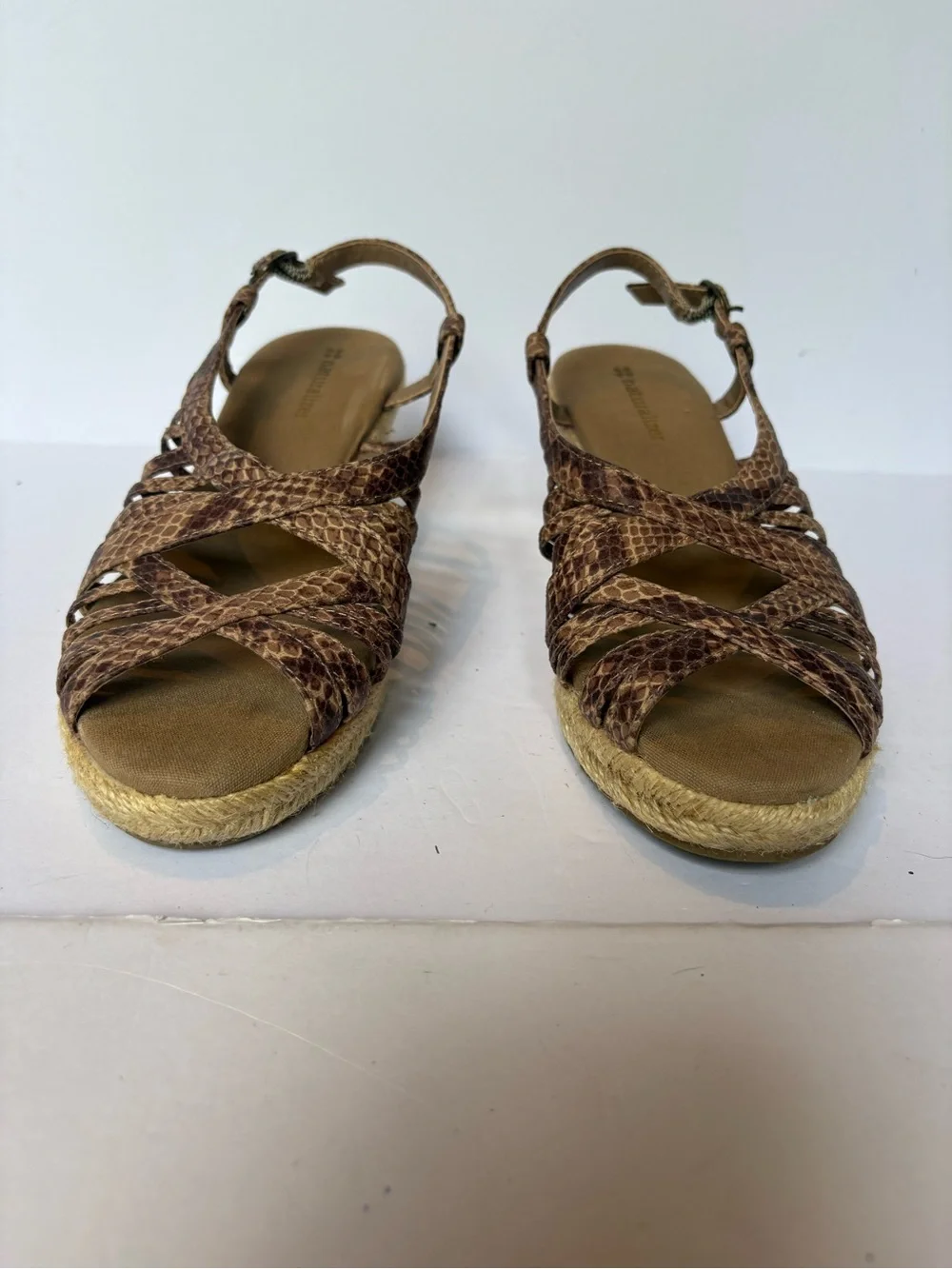 Naturalizer Women's Brown Snake-Print Wedge Sandals Size 7M